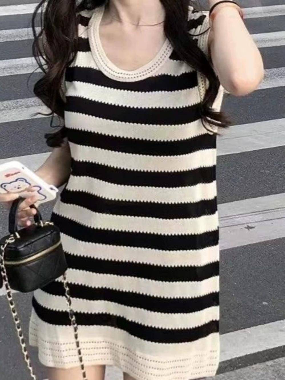 ZARA Womens Ice Silk Knit Striped Cami Dress Sleeveless Loose Summer Midi